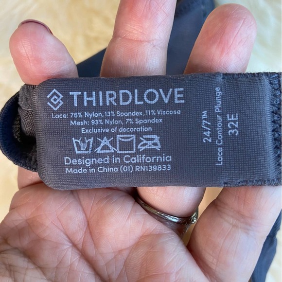 Thirdlove 32E Lace Contour Plunge bra in grey - Picture 4 of 5